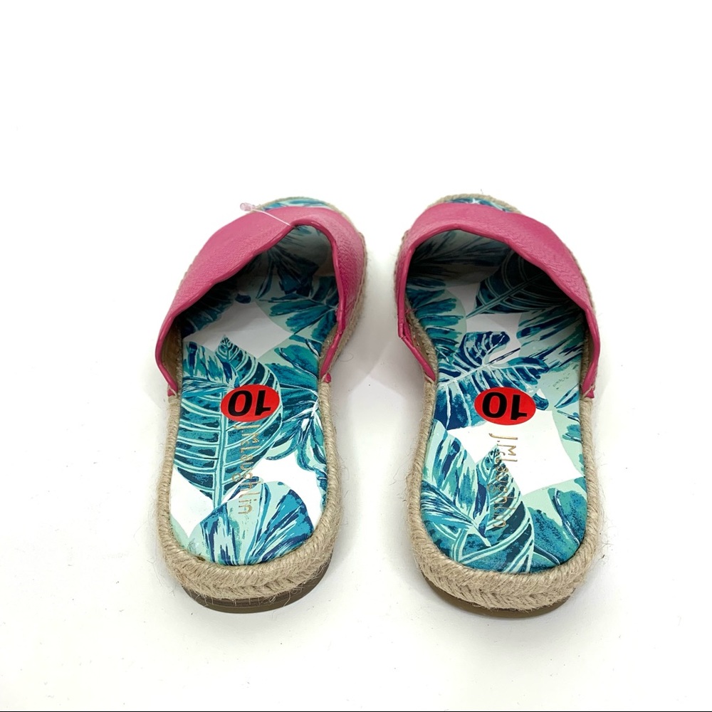 J. McLaughlin Pink Pebbled Leather Tropical Espadrille Slide Sandals New Size 10 - Picture 8 of 9